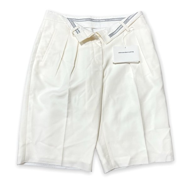 Alexander Wang White High Waist Viscose Wool Blend Bermuda Shorts Size 8 NWT - Picture 4 of 11